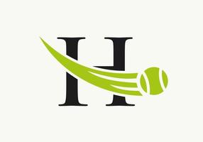 plantilla de diseño de logotipo de tenis con letra h. logotipo del club de la academia deportiva de tenis vector