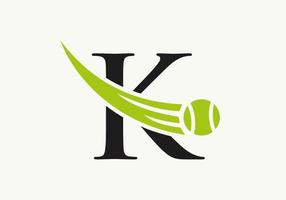 plantilla de diseño de logotipo de tenis letra k. logotipo del club de la academia deportiva de tenis vector