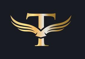 Letter T Wing Logo Design Vector Template