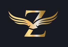 plantilla de vector de diseño de logotipo de ala de letra z