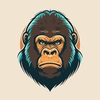 plantilla de diseño de mascota con el logotipo de cabeza de gorila. ilustración de vector de logotipo de mono