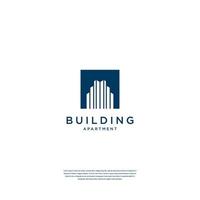 Abstract building structure logo design real estate, architecture, construction with negative space vector
