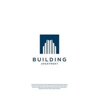 Abstract building structure logo design real estate, architecture, construction with negative space vector