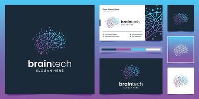 Brain connection logo design. digital brain tech logo an business card. vector