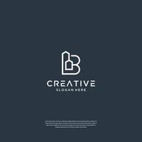 Initials b line art style with building logo design inspiration vector