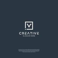 Minimalist initials V with square logo design inspiration vector