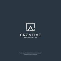 Minimalist initials A with square logo design vector