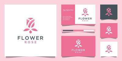 Rose flower logo design feminine. logos can be used for spa, beauty salon, decoration, boutique, cosmetics and business card Premium Vector