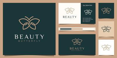 Butterfly beauty logo concept with infinity loop liner style. Template logo design and business card. vector