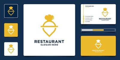 Food point logo template with minimal icon for restaurant, app, etc. vector