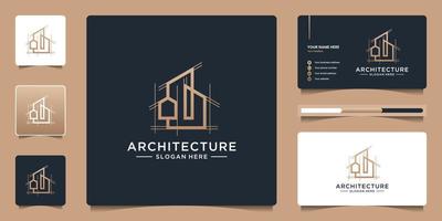 Building architecture logo design with abstract structure logo design and business card branding vector