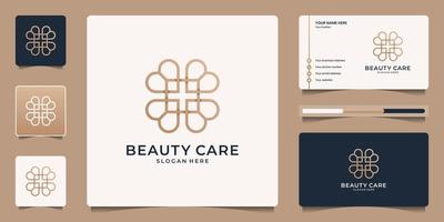 diseño de logotipo de corazón abstracto con un concepto circular. iconos de belleza cosméticos, maquillaje, cuidado de la piel y plantilla de tarjeta de visita. vector