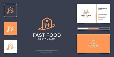 plantilla de diseño de logotipo de restaurante creativo. símbolo de comida con marca de tarjeta de visita vector