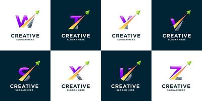 Set of gradient letter and arrow logo design illustration vector