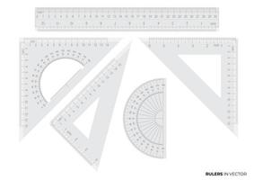 all stationery rulers for office works the long ruler triangle, half circle ruler , full circle rulers vector