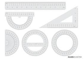 all stationery rulers for office works the long ruler triangle, half circle ruler , full circle rulers vector