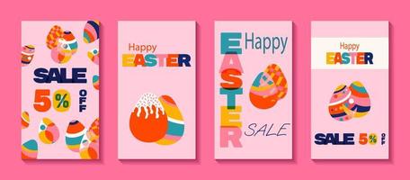 Set of Happy Easter sale posters vector illustration