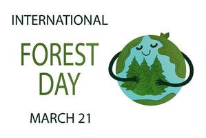 International Forest day vector background with Earth globe