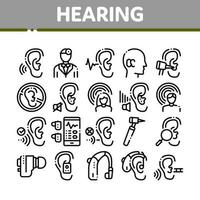 Hearing Human Sense Collection Icons Set Vector