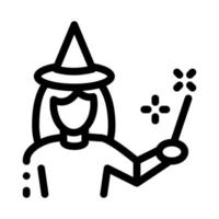 Wizard Woman Icon Vector Outline Illustration