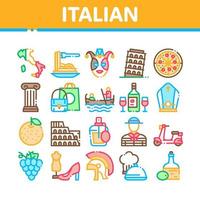 Italian Traditional Collection Icons Set Vector