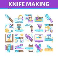 Knife Making Utensil Collection Icons Set Vector