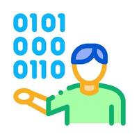 Human Binary Code Icon Vector Outline Illustration