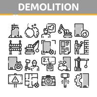 Demolition Building Collection Icons Set Vector