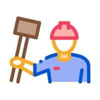 Man Hold Hammer Icon Vector Outline Illustration