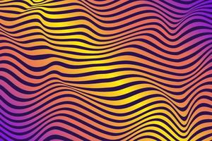 Fondo de vector de patrón de líneas onduladas de op art de degradado de espectro abstracto. diseño de onda de línea de ilusión óptica distorsionada. plantilla de ondas oceánicas de efecto dominó. licuar textura rayada.