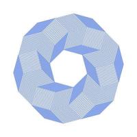 espiral de hexágonos de op art de líneas azules aislada en un fondo blanco. plantilla de vector de remolino de ilusión óptica de rayas hexagonales. Diseño de logotipo de arte de línea hexagonal 3d.