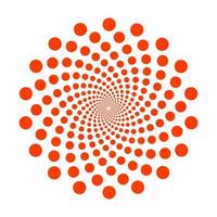 Abstract fibonacci dotted spiral vortex logo vector. Twisted swirl pattern dots design. vector