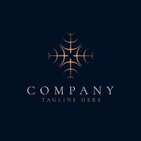 Tree or leaf pattern logo design in rectangular shape with minimalist style vector