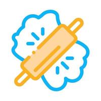 Dough And Wooden Rolling Pin Icon Thin Line Vector