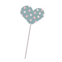 Decoration in the form of a heart on a stick or a cake topper in vector on a white background