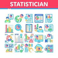 Statistician Assistant Collection Icons Set Vector