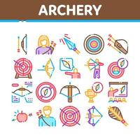 Archery Activity Sport Collection Icons Set Vector