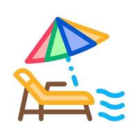 Deck Chair With Umbrella Icon Thin Line Vector