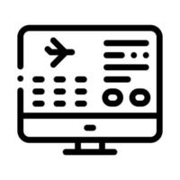 icono de sitio web de información de vuelo vector de línea delgada