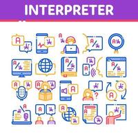 Interpreter Translator Collection Icons Set Vector