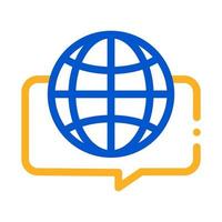 Earth Globe In Quote Frame Icon Thin Line Vector