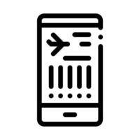 información de vuelo en el vector de línea delgada del icono del teléfono