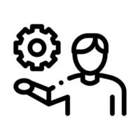 Man Hold Gear Icon Vector Outline Illustration