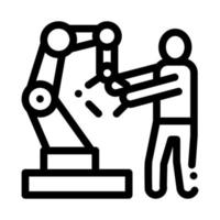 Man And Robot Arm Icon Vector Outline Illustration