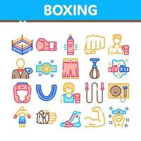 Boxing Sport Tool Collection Icons Set Vector