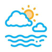 Cloudy Weather on Sea Icon Vector Outline Illustration