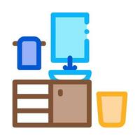 Washbasin with Mirror Icon Vector Outline Illustration