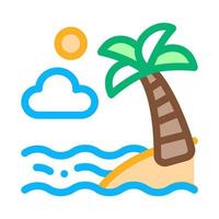 Ocean View with Palm Icon Vector Outline Illustration