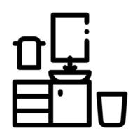 Washbasin with Mirror Icon Vector Outline Illustration