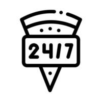 Round Clock Pizza Icon Vector Outline Illustration